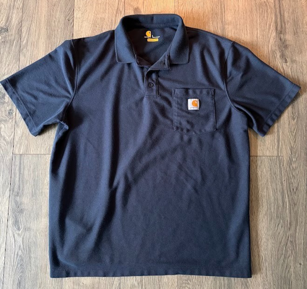 Carhartt Navy Blue Original Fit Polo Shirt Size Large